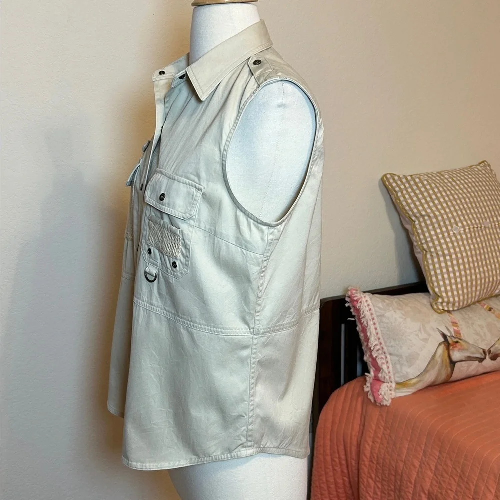 LAUREN RALPH LAUREN VINTAGE 9Os Y2K SAFARI VEST LT KHAKI TAN WOMENS SIZE MEDIUM